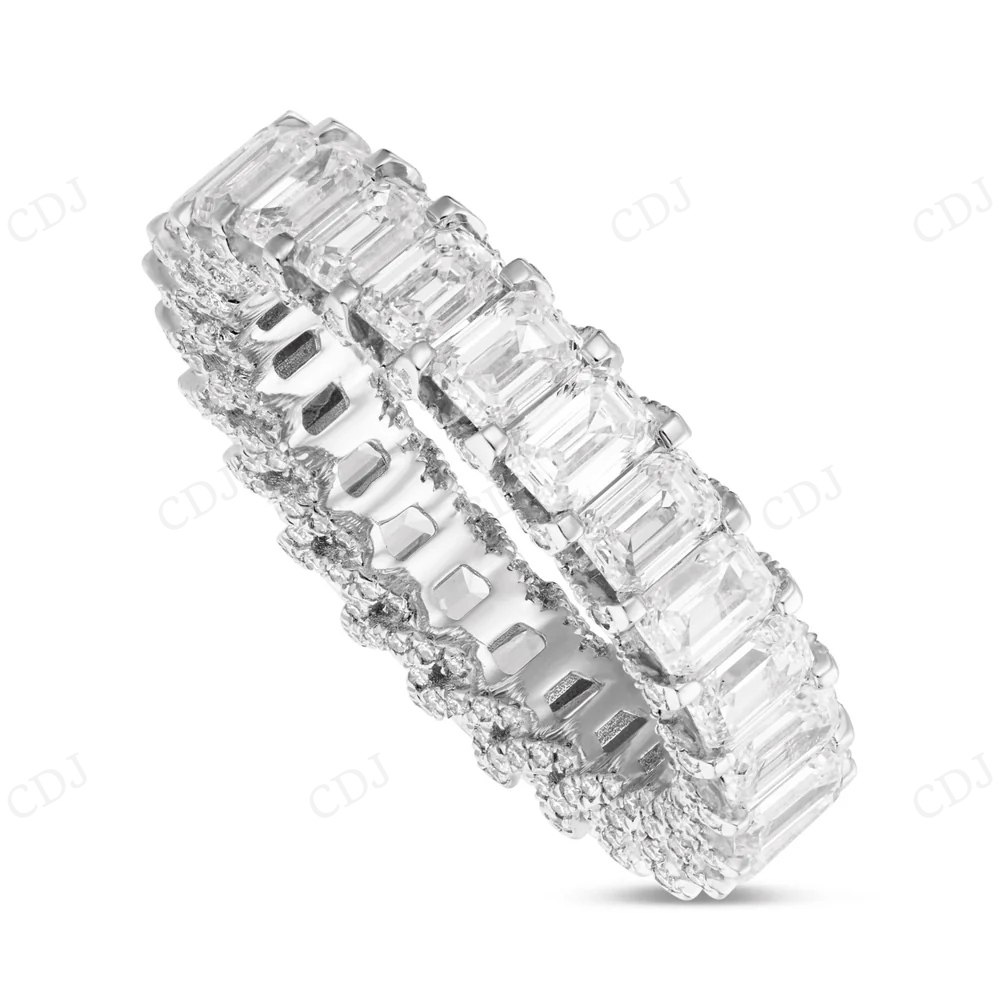 Premium 18Kt Gold Emerald Moissanite Eternity Band hip hop jewelry CustomDiamJewel