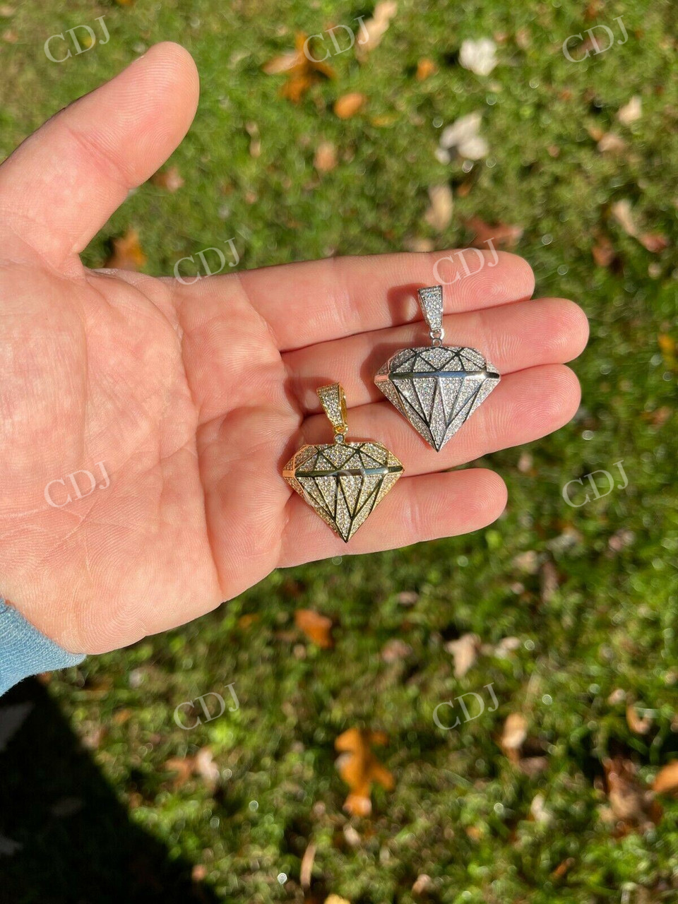 Iced Diamond Shape Bling Moissanite Pendant  customdiamjewel   