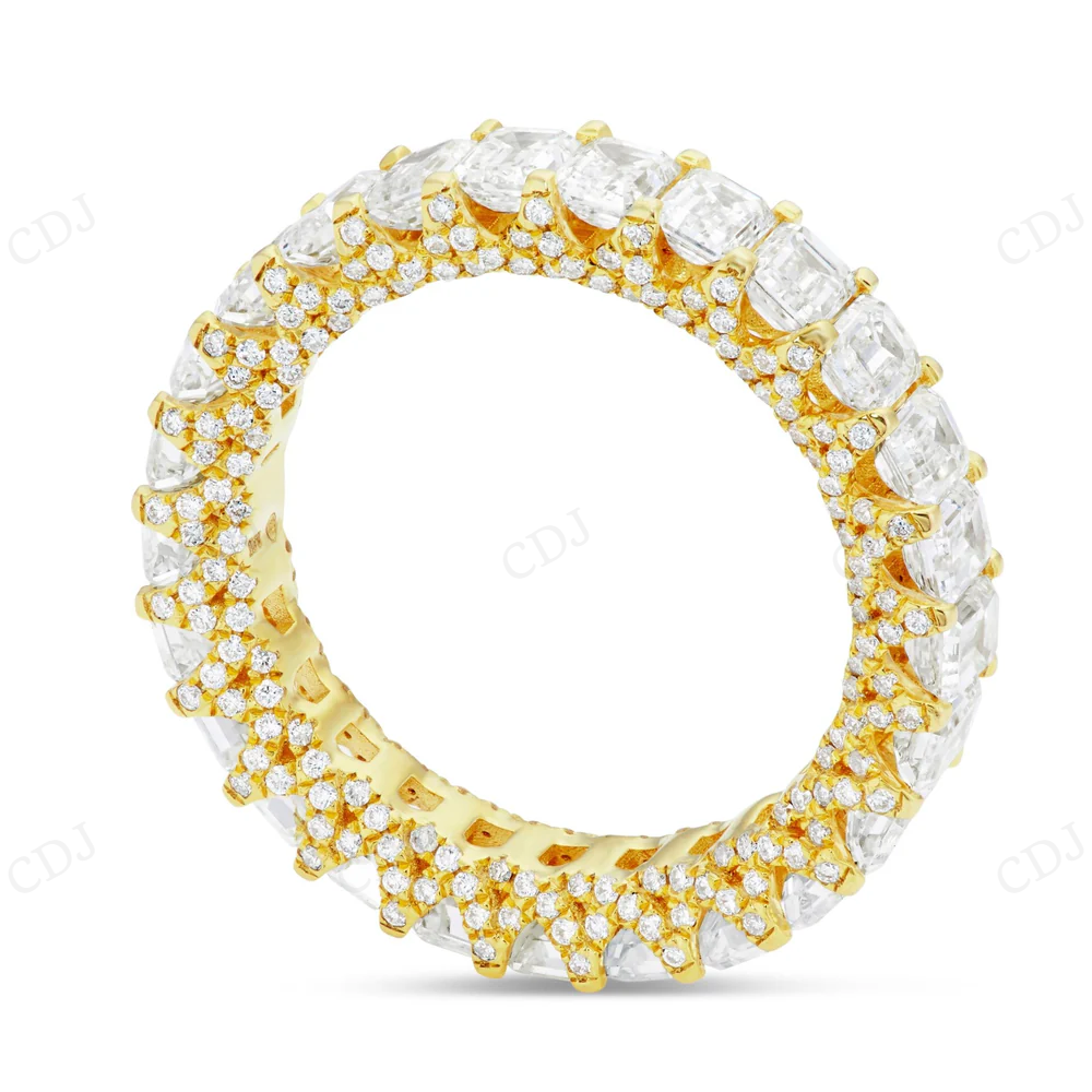 Premium 18Kt Gold Emerald Moissanite Eternity Band hip hop jewelry CustomDiamJewel
