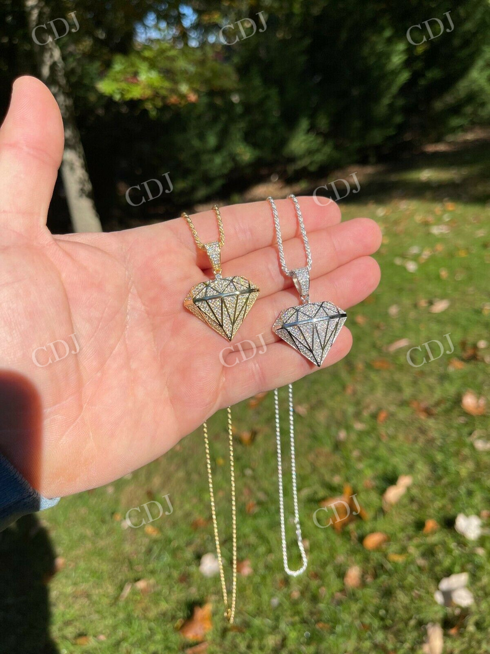 Iced Diamond Shape Bling Moissanite Pendant  customdiamjewel   