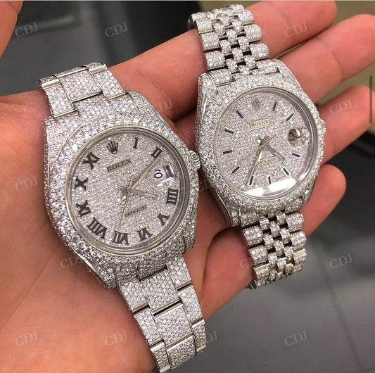 Full White Iced Out Rolex Jubilee Moissanite Diamond Custom Hip Hop Watches customdiamjewel