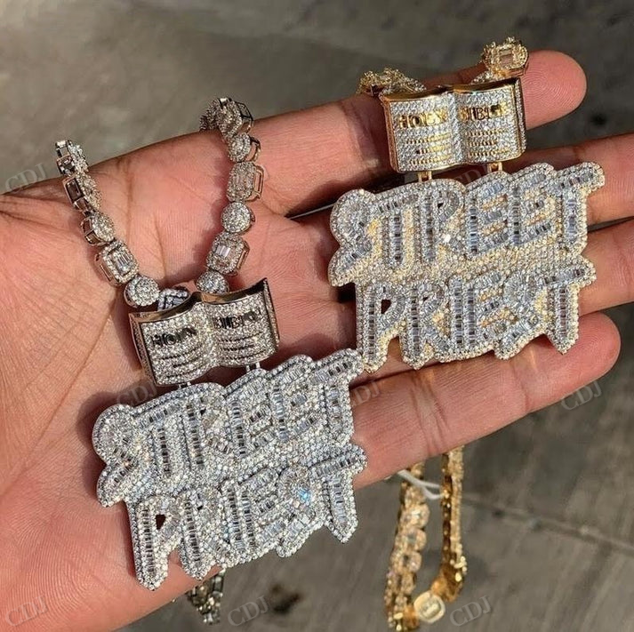 Baguette Moissanite STREET PREST Hip Hop Pendant hip hop jewelry CustomDiamJewel