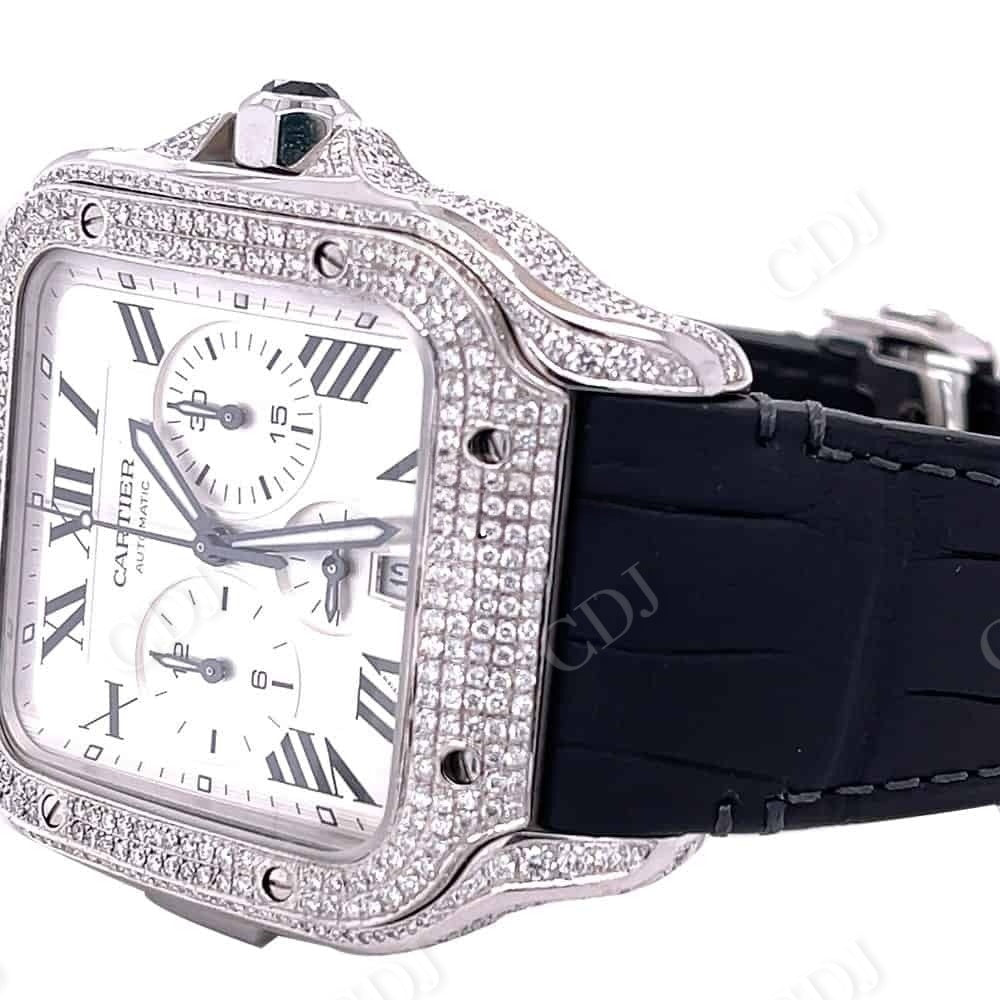 Small Diamond Bezel Cartier Custom Moissanite Watch customdiamjewel
