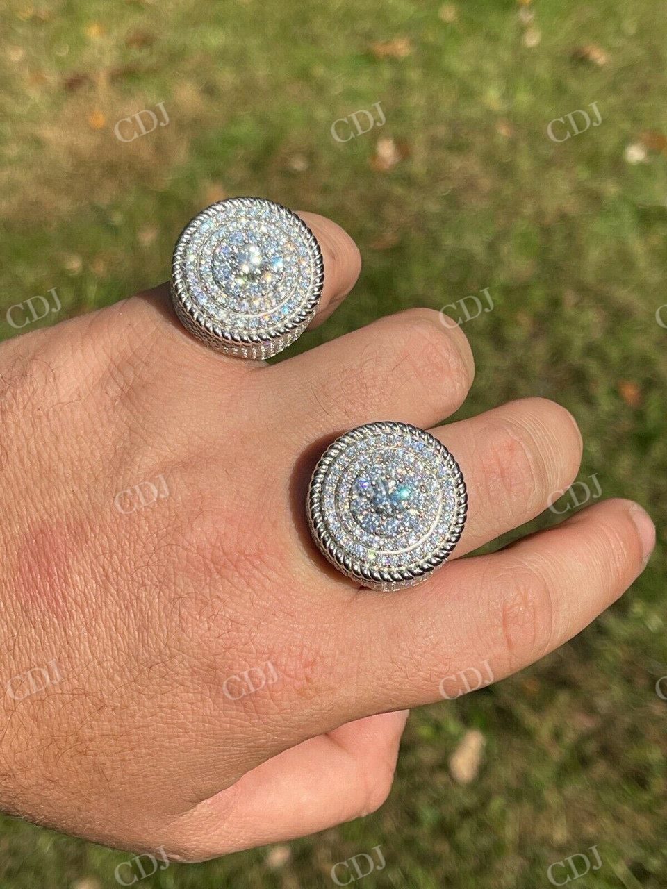 14K White Gold Moissanite Hip Hop Huge Ring  customdiamjewel   