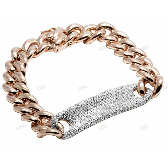 Mens Silver Moissanite Pave ID Cuban Bracelet hip hop jewelry CustomDiamJewel