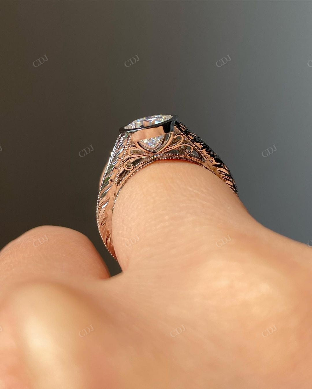 Bezel Set Lab Grown Diamond Vintage Ring customdiamjewel