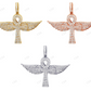 1.8 Inch Lab Grown Diamond 14K Gold Wings Ankh Cross Pendant Hip Hop Pendent CustomDiamJewel