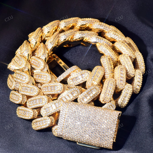 28mm Baguette Diamonds Hip Hop Cuban Link chain hip hop jewelry CustomDiamJewel
