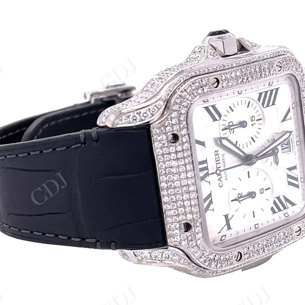 Small Diamond Bezel Cartier Custom Moissanite Watch customdiamjewel