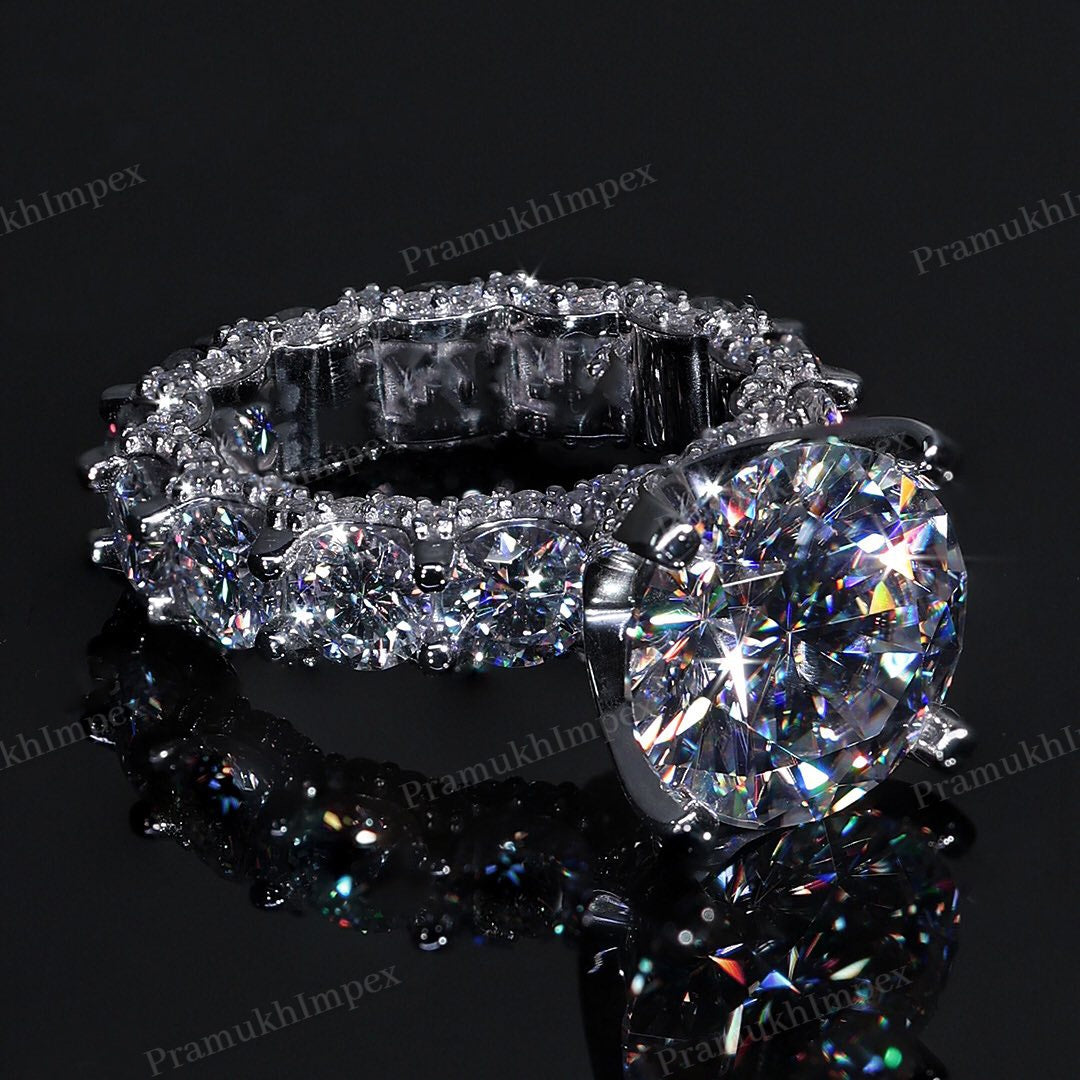 Full Eternity Solitaire Diamond Engagement Ring hip hop jewelry CustomDiamJewel   