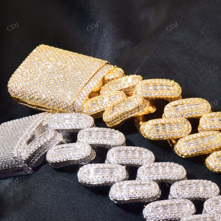 28mm Baguette Diamonds Hip Hop Cuban Link chain hip hop jewelry CustomDiamJewel