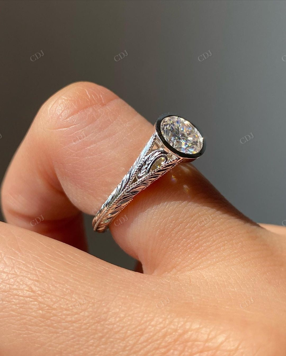 Bezel Set Lab Grown Diamond Vintage Ring customdiamjewel