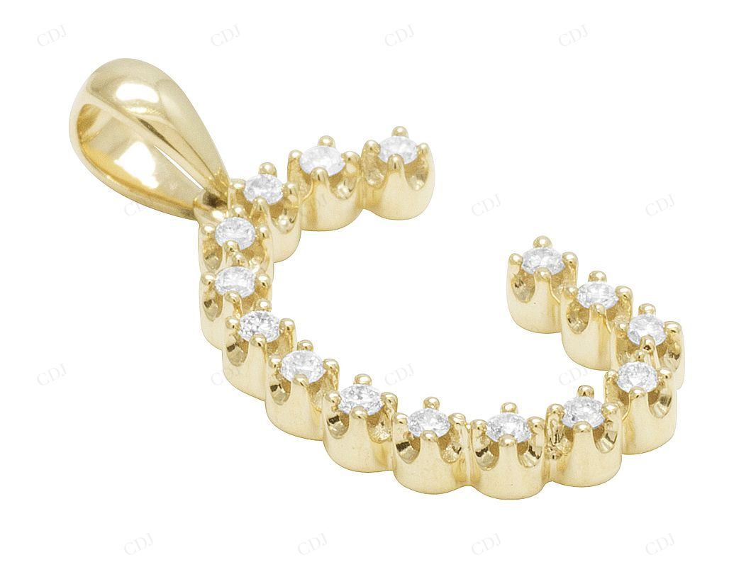 0.18 CTW Natural Diamond 10K Gold G Letter Pendant CustomDiamJewel