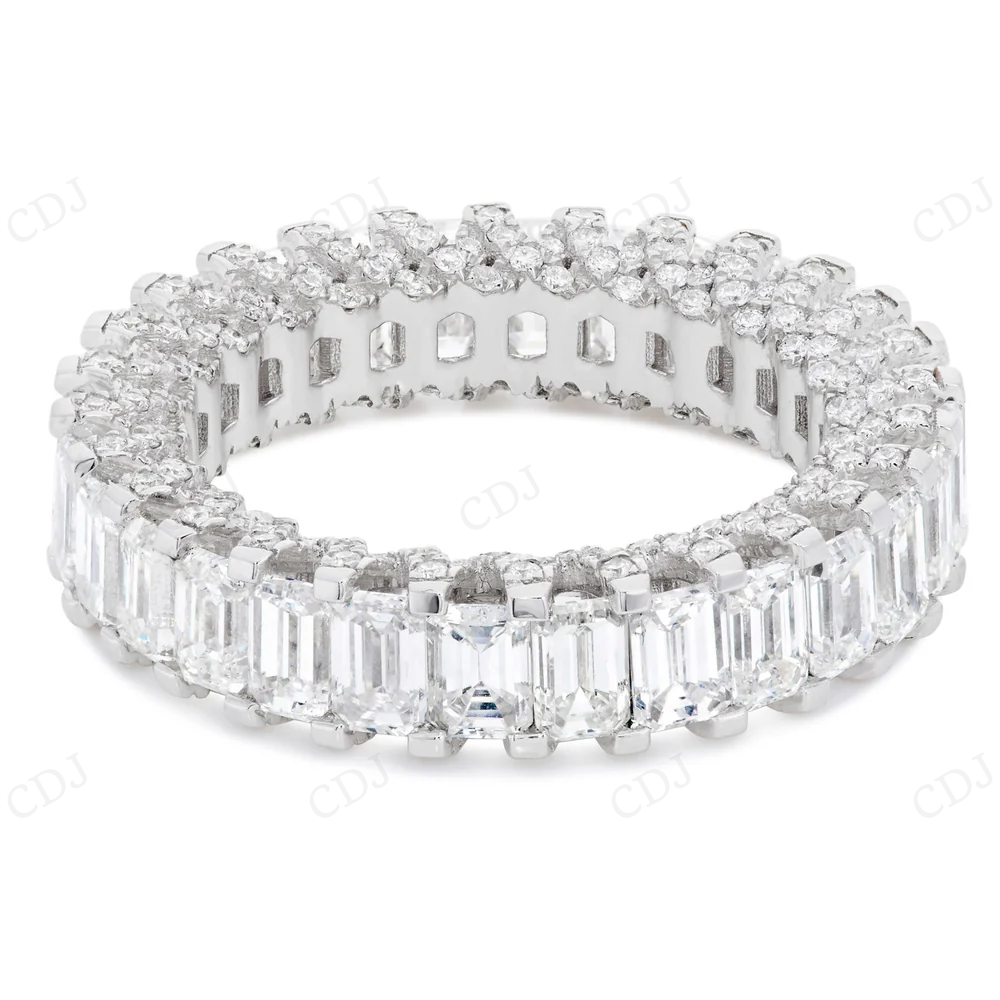 14K Gold 4.29ct VVS Emerald Diamond Eternity Band Ring hip hop jewelry CustomDiamJewel