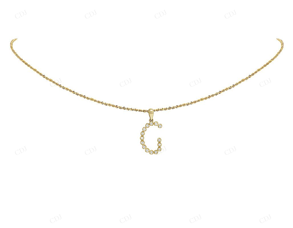 0.18 CTW Natural Diamond 10K Gold G Letter Pendant CustomDiamJewel