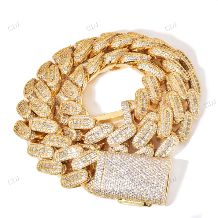 28mm Baguette Diamonds Hip Hop Cuban Link chain hip hop jewelry CustomDiamJewel