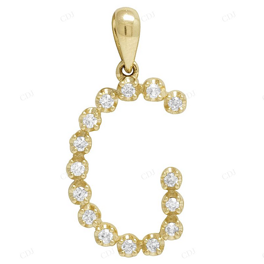 0.18 CTW Natural Diamond 10K Gold G Letter Pendant CustomDiamJewel