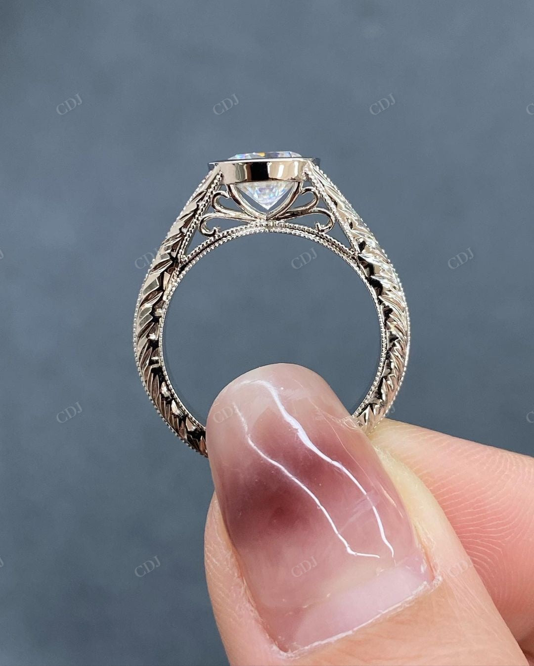 Bezel Set Lab Grown Diamond Vintage Ring customdiamjewel