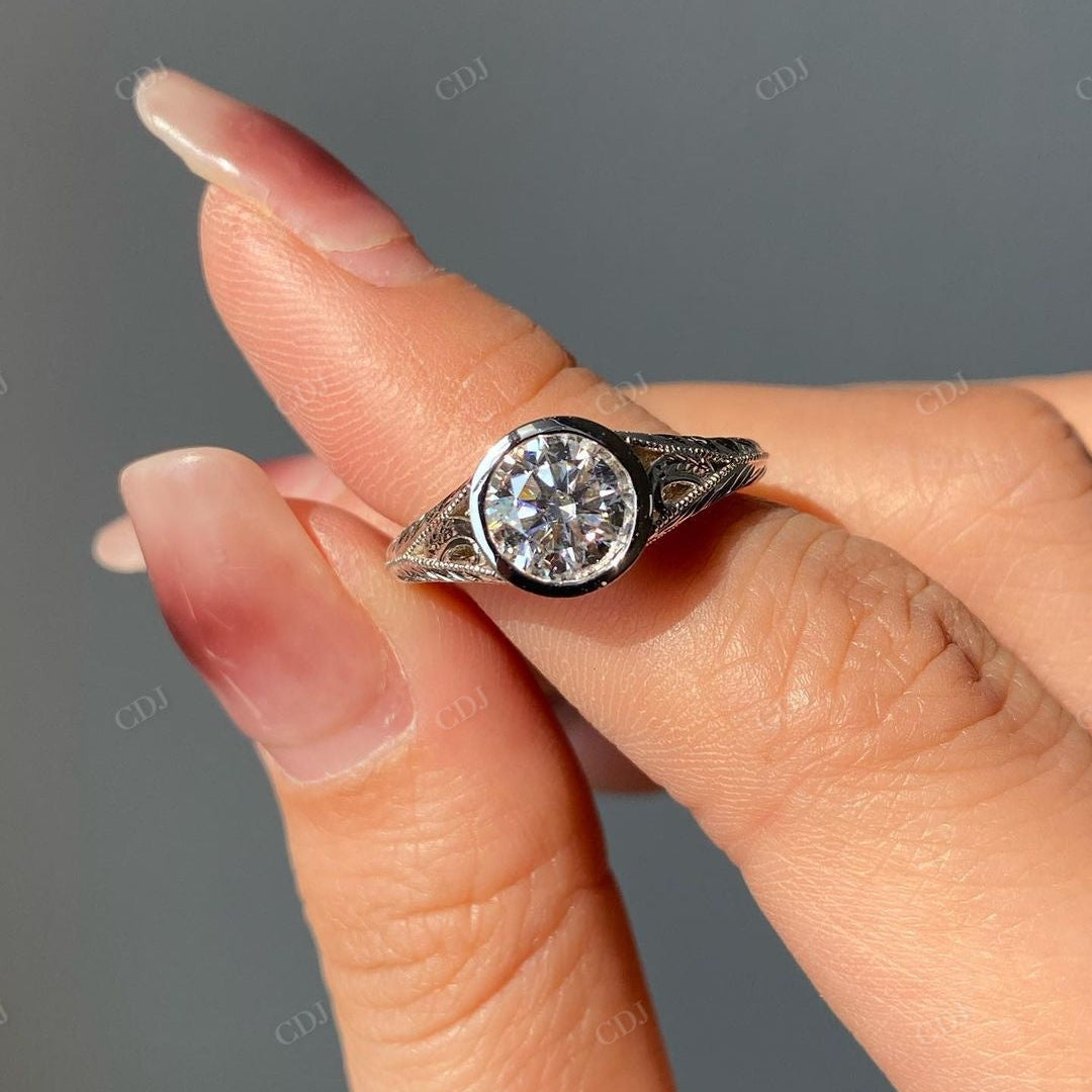 Bezel Set Lab Grown Diamond Vintage Ring customdiamjewel