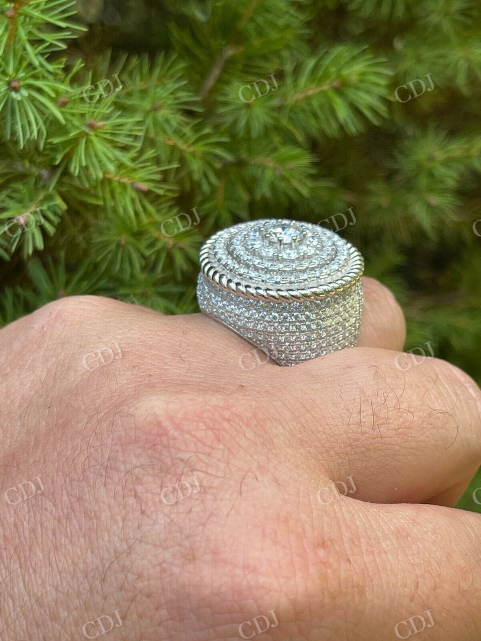 14K White Gold Moissanite Hip Hop Huge Ring  customdiamjewel   