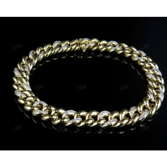 Silver Moissanite Simple Atlernating Cuban Bracelet hip hop jewelry CustomDiamJewel