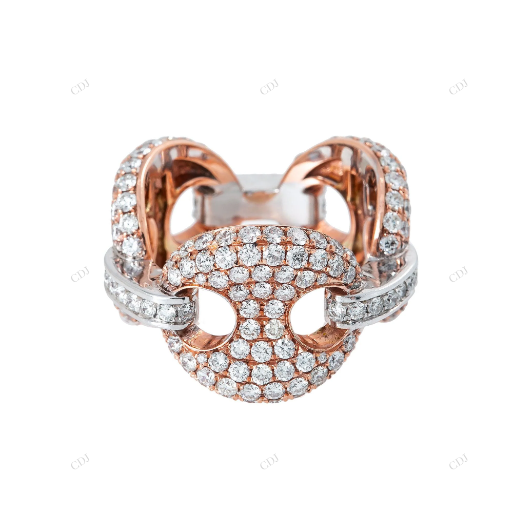 Custom Unique Moissanite Sterling Silver Link Ring hip hop jewelry customdiamjewel
