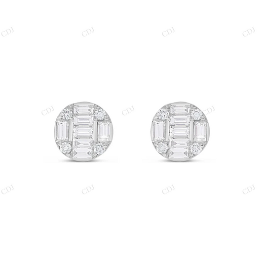 Baguette & Round Diamond Stud Earrings Stud earrings CustomDiamJewel