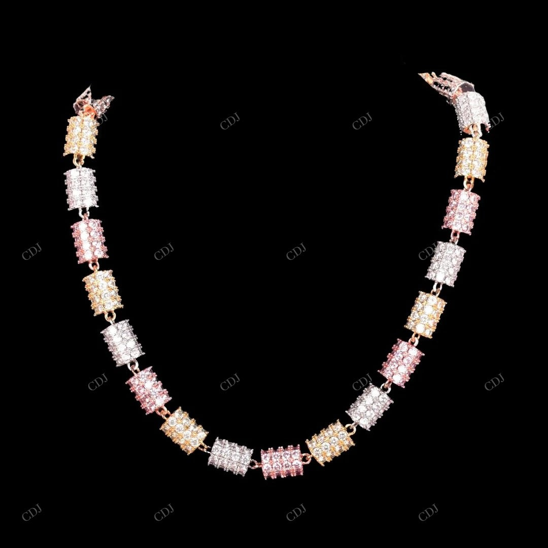 925 Silver Two Tone Moissanite Miami Cuban Link Chain CustomDiamJewel
