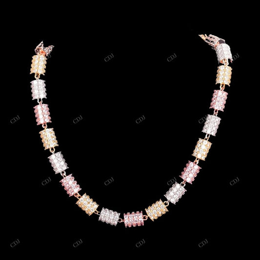 925 Silver Two Tone Moissanite Miami Cuban Link Chain CustomDiamJewel