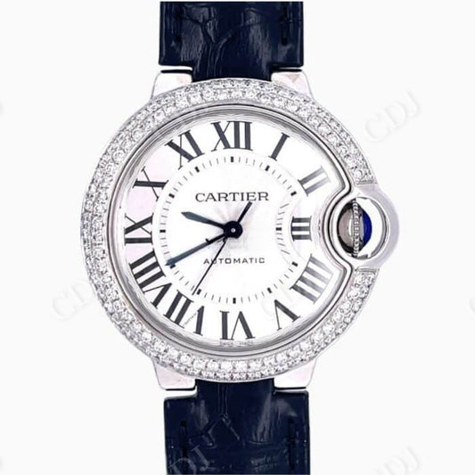Custom Round Shape Cartier Moissanite Bezel Watch customdiamjewel