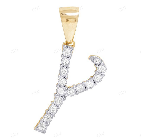 1.2" 0.35 CTW 10K Gold Diamond Letter Y Initial Pendant CustomDiamJewel