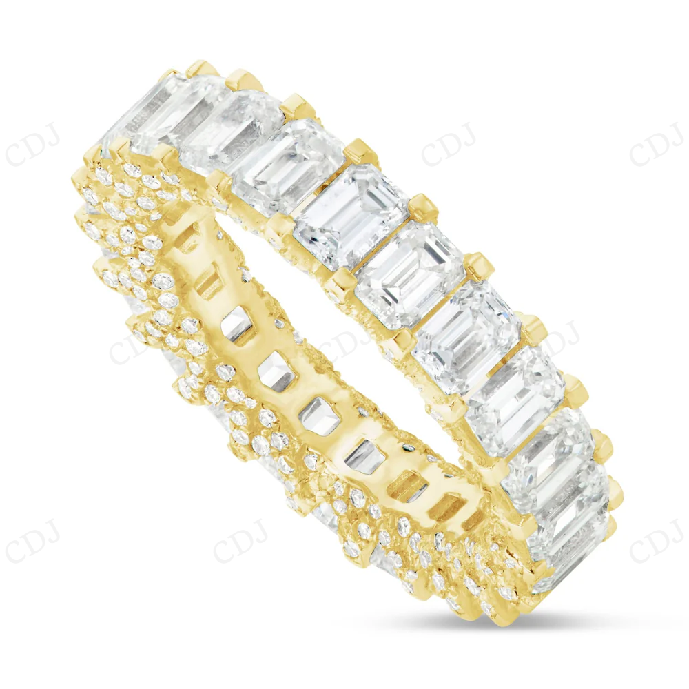 3Ct Emerald Moissanite Hidden Halo Full Eternity Band Ring hip hop jewelry CustomDiamJewel