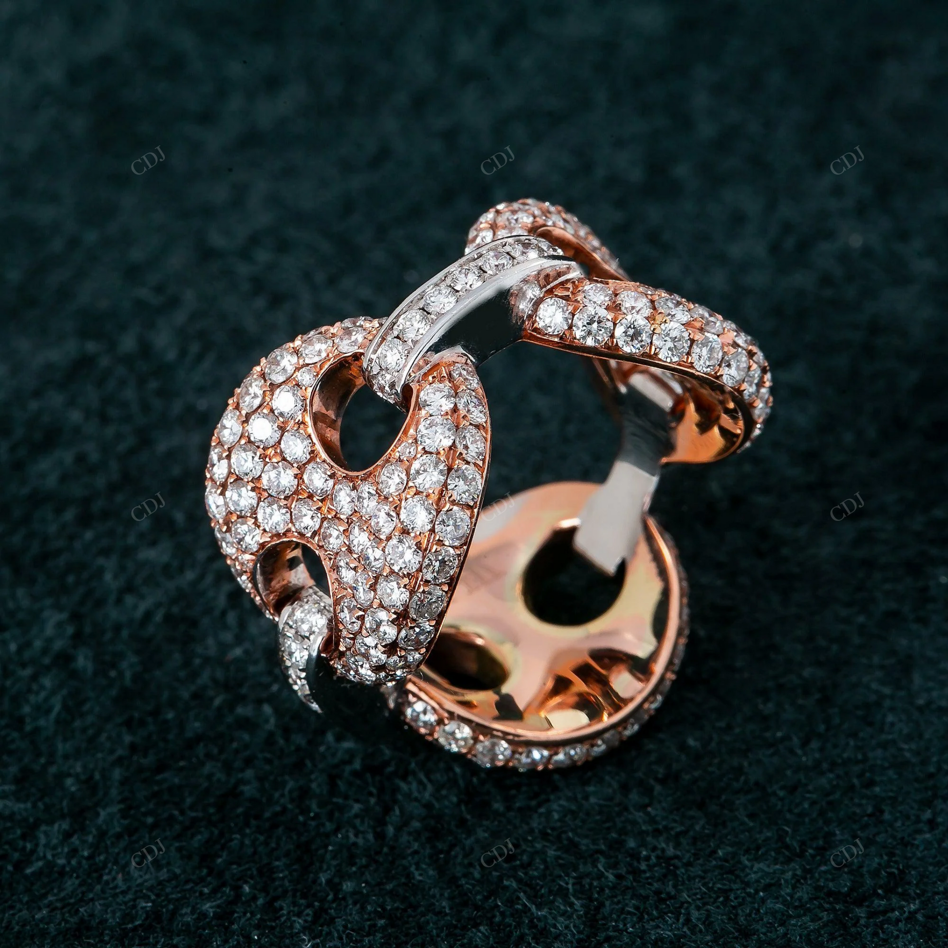 Custom Unique Moissanite Sterling Silver Link Ring hip hop jewelry customdiamjewel