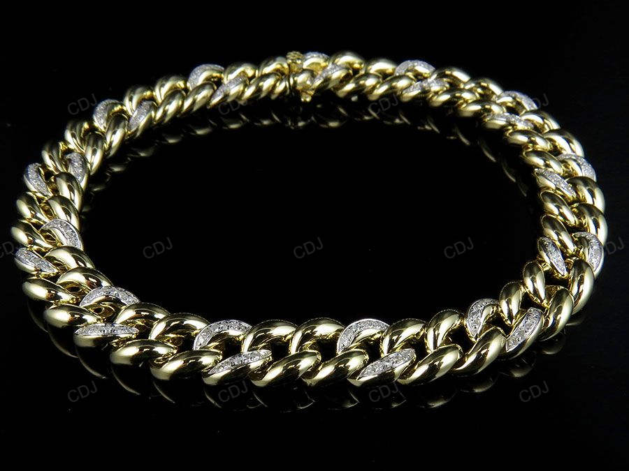 Silver Moissanite Simple Atlernating Cuban Bracelet hip hop jewelry CustomDiamJewel