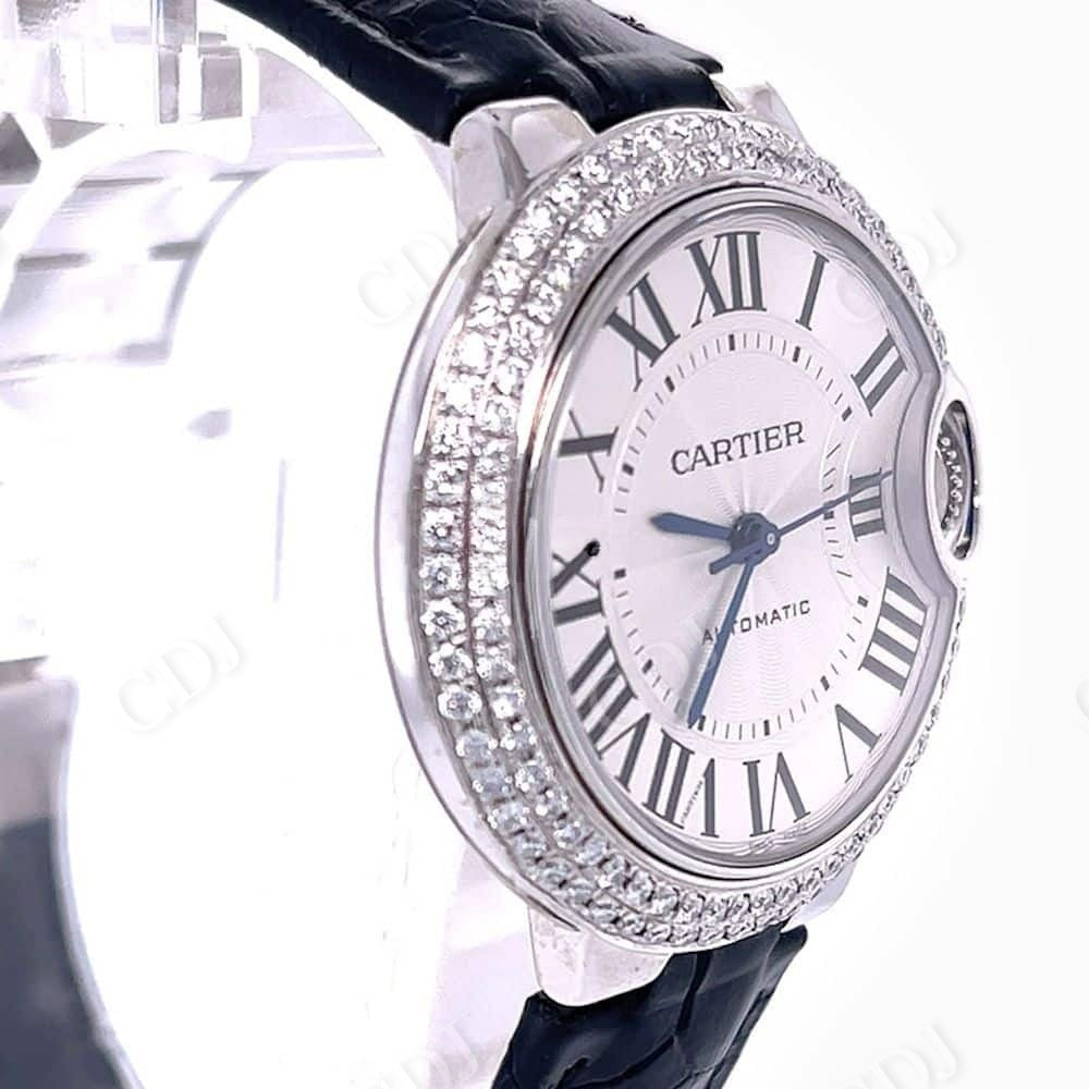 Custom Round Shape Cartier Moissanite Bezel Watch customdiamjewel