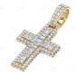Emerald Cut Lab Grown Diamond Cross Pendant 14K Gold Hip Hop Pendent CustomDiamJewel