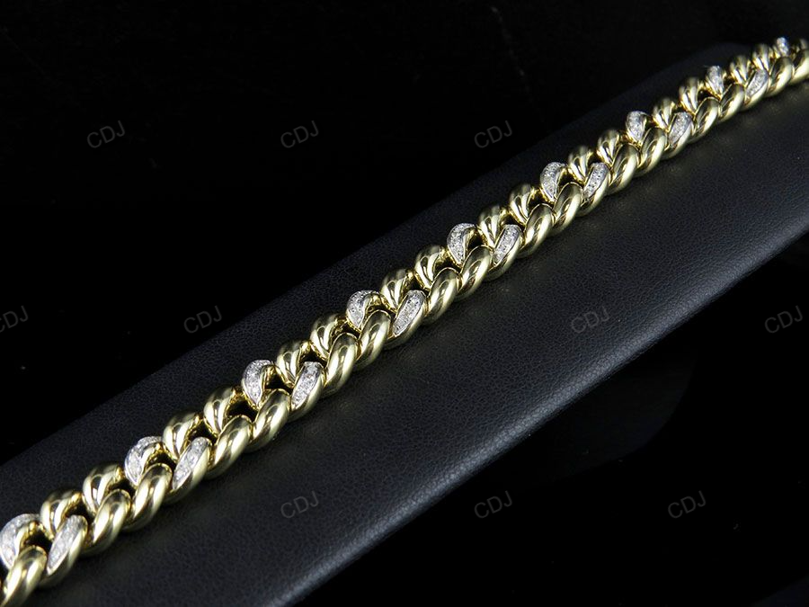 Silver Moissanite Simple Atlernating Cuban Bracelet hip hop jewelry CustomDiamJewel