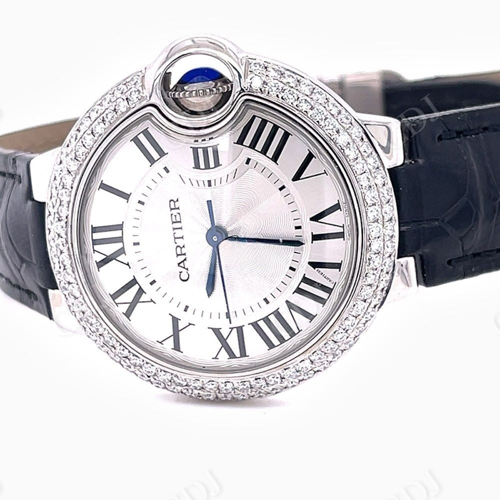 Custom Round Shape Cartier Moissanite Bezel Watch customdiamjewel