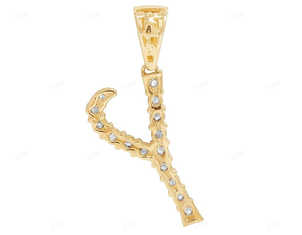 1.2" 0.35 CTW 10K Gold Diamond Letter Y Initial Pendant CustomDiamJewel