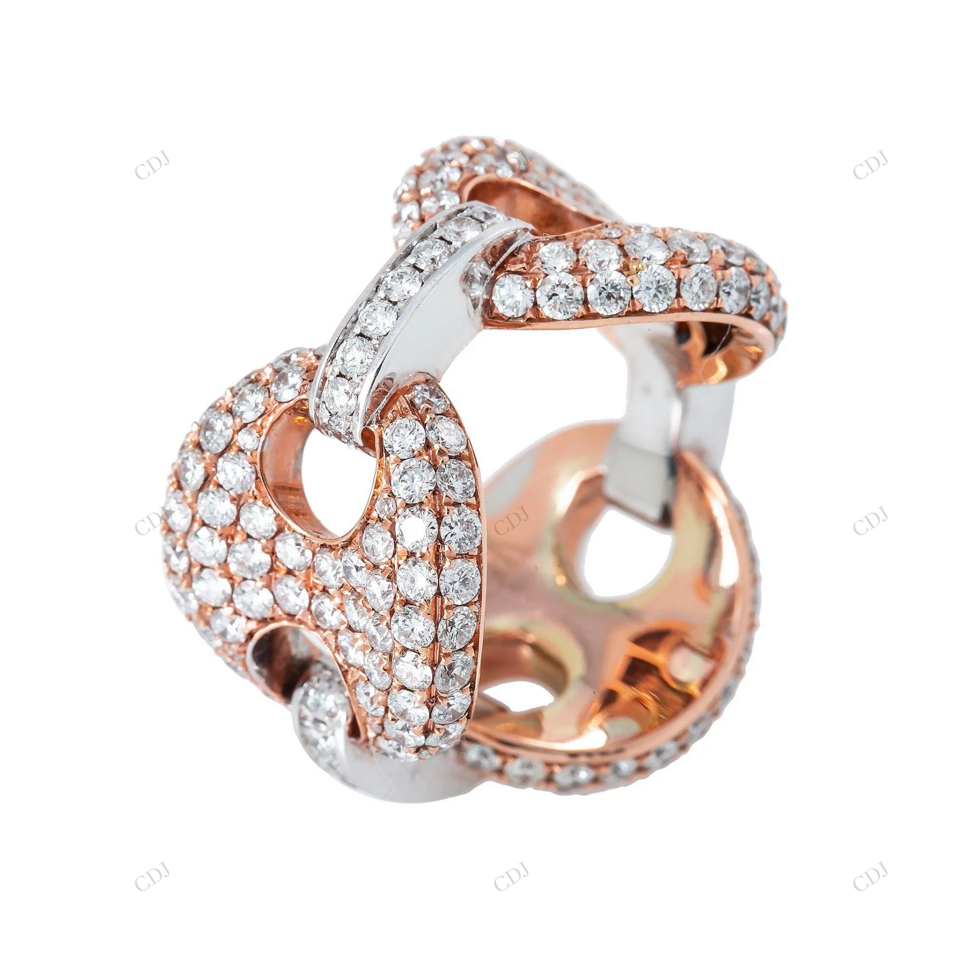 Custom Unique Moissanite Sterling Silver Link Ring hip hop jewelry customdiamjewel