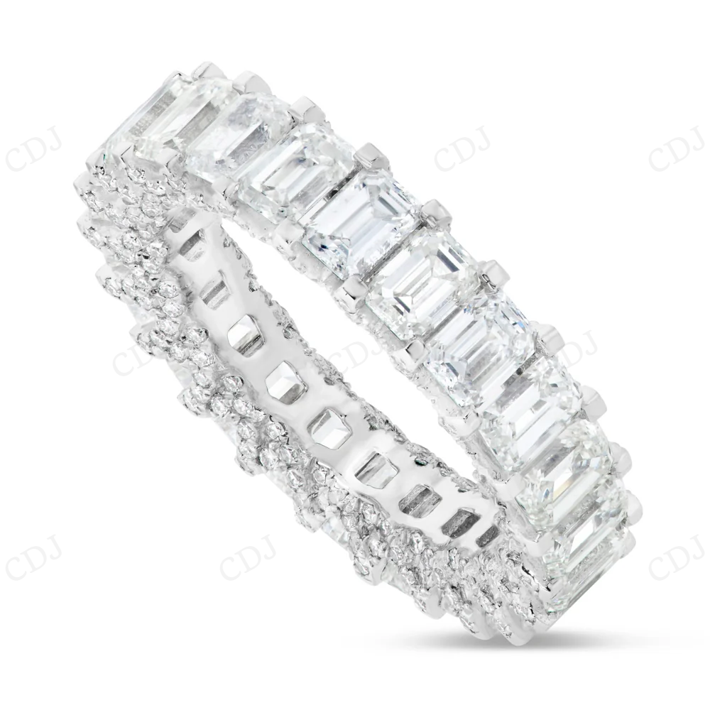 3Ct Emerald Moissanite Hidden Halo Full Eternity Band Ring hip hop jewelry CustomDiamJewel