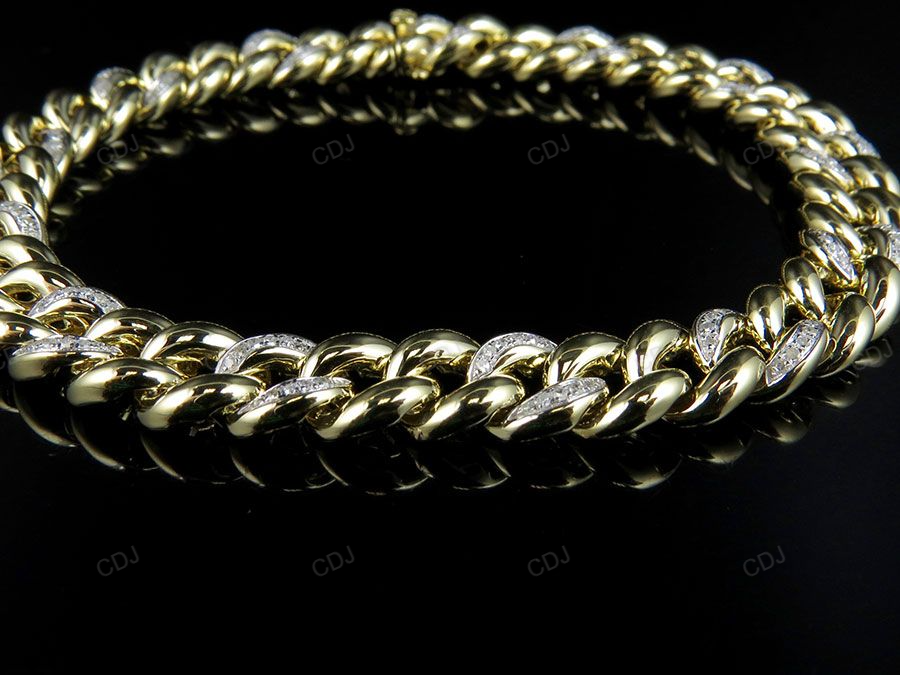 Silver Moissanite Simple Atlernating Cuban Bracelet hip hop jewelry CustomDiamJewel