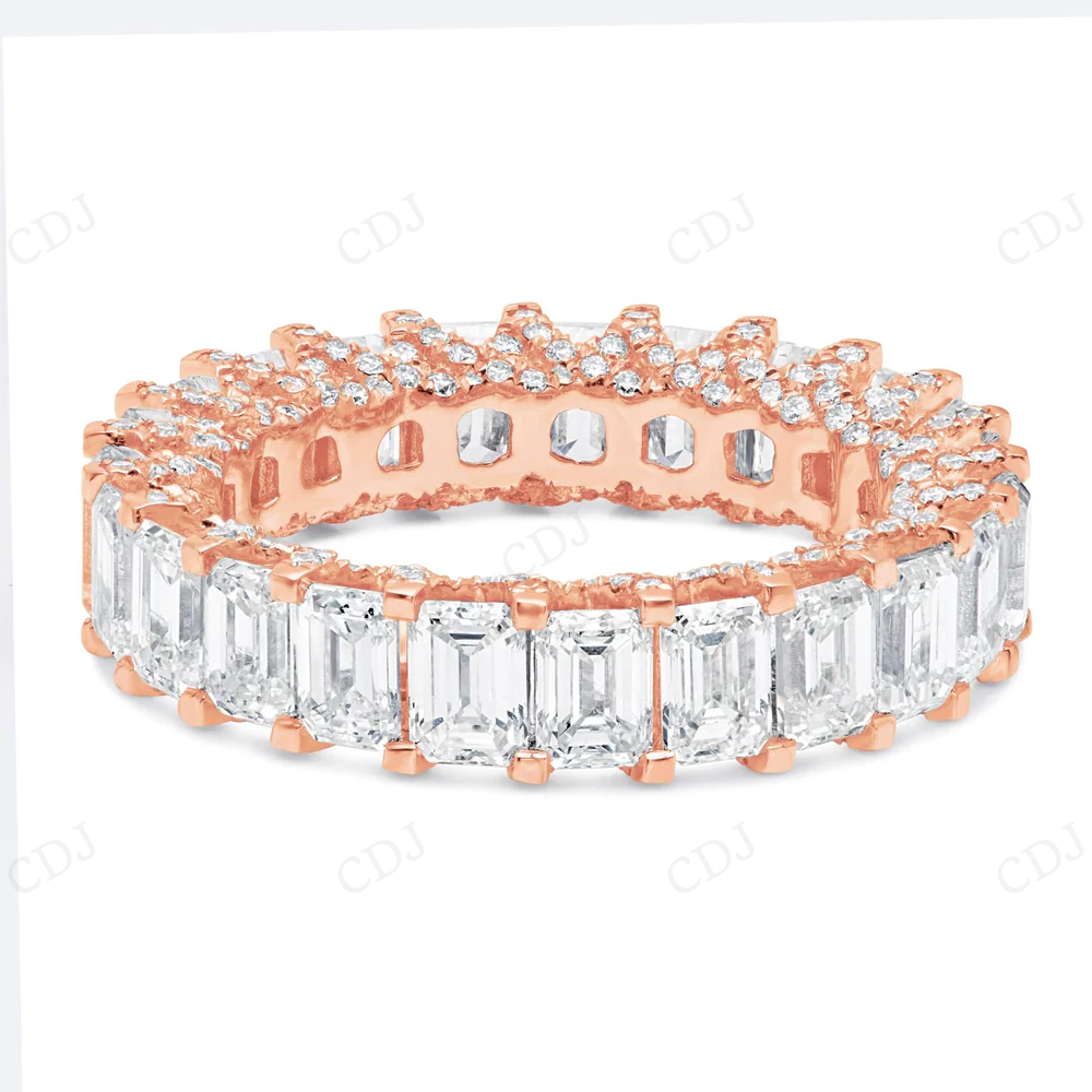 3Ct Emerald Moissanite Hidden Halo Full Eternity Band Ring hip hop jewelry CustomDiamJewel
