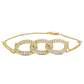 14K Solid Gold Unique Trendy Three Link Diamond Bracelet CustomDiamJewel