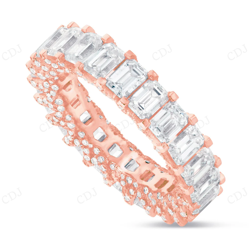 3Ct Emerald Moissanite Hidden Halo Full Eternity Band Ring hip hop jewelry CustomDiamJewel