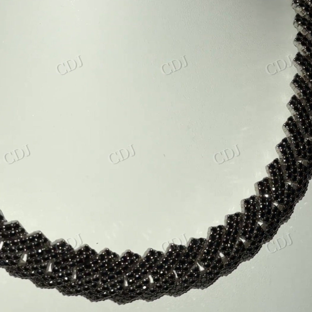 18MM Black Moissanite Diamond Sterling Silver Hip Hop Cuban Chain  customdiamjewel   