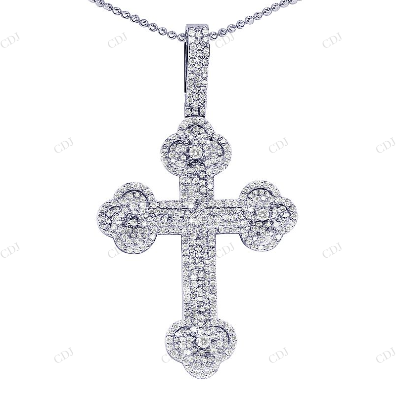 3.2 Inch Lab Grown Diamond 10K Gold Gothic Cross Pendant Hip Hop Pendent CustomDiamJewel