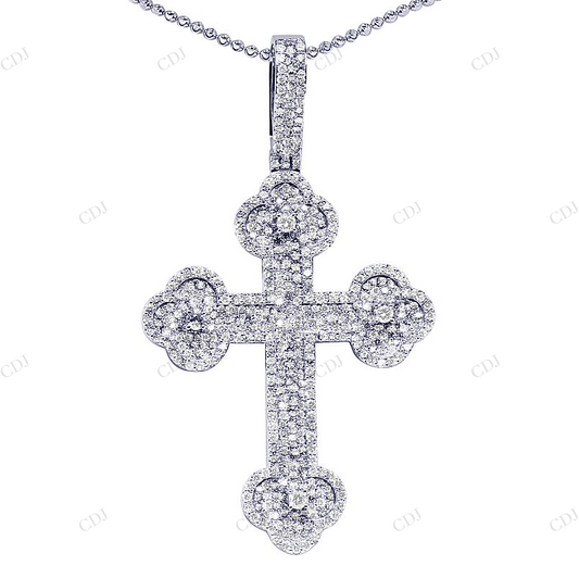 3.2 Inch Lab Grown Diamond 10K Gold Gothic Cross Pendant Hip Hop Pendent CustomDiamJewel