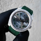 Green Rubber Belt Moissanite On Bezel Rolex Watch customdiamjewel