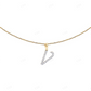 Natural Diamond 10K Gold 1.2" V Letter Pendant CustomDiamJewel